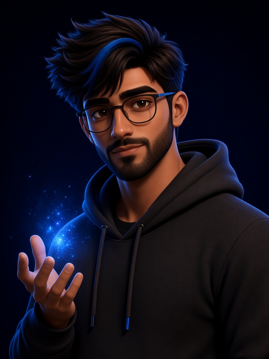 Dev holding a cobalt spark of an idea